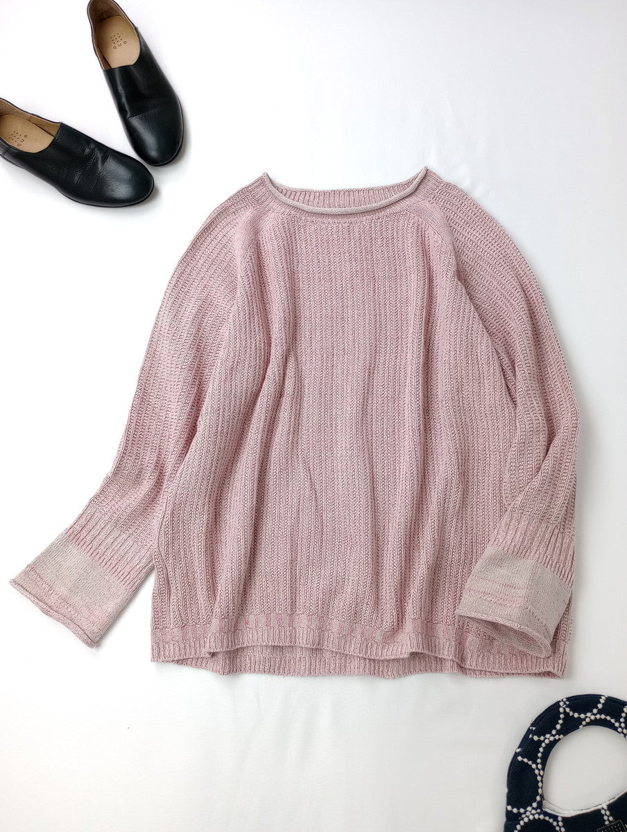 tamaki niime タマキニイメ 玉木新雌 コットン 綿 100％ クルーネック ニット長袖 トップス  ピンク 【中古】
