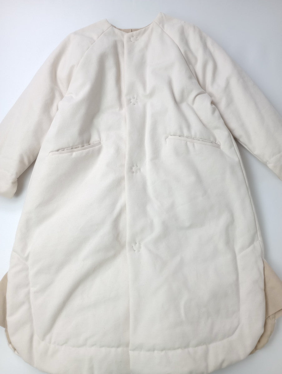 gasa grue ガサグルー  リバーシブル ロング   コート ノーカラー ベージュ 白 M  【中古】