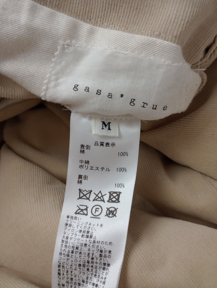 gasa grue ガサグルー  リバーシブル ロング   コート ノーカラー ベージュ 白 M  【中古】