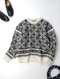 BATONER バトナー MOHAIR LATOVIAN CREW NECK クルーネック 長袖  ノルディック 柄 ニット トップス  白 黒 ブラック 1  【中古】
