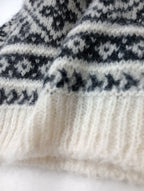 BATONER バトナー MOHAIR LATOVIAN CREW NECK クルーネック 長袖  ノルディック 柄 ニット トップス  白 黒 ブラック 1  【中古】