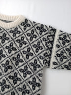 BATONER バトナー MOHAIR LATOVIAN CREW NECK クルーネック 長袖  ノルディック 柄 ニット トップス  白 黒 ブラック 1  【中古】