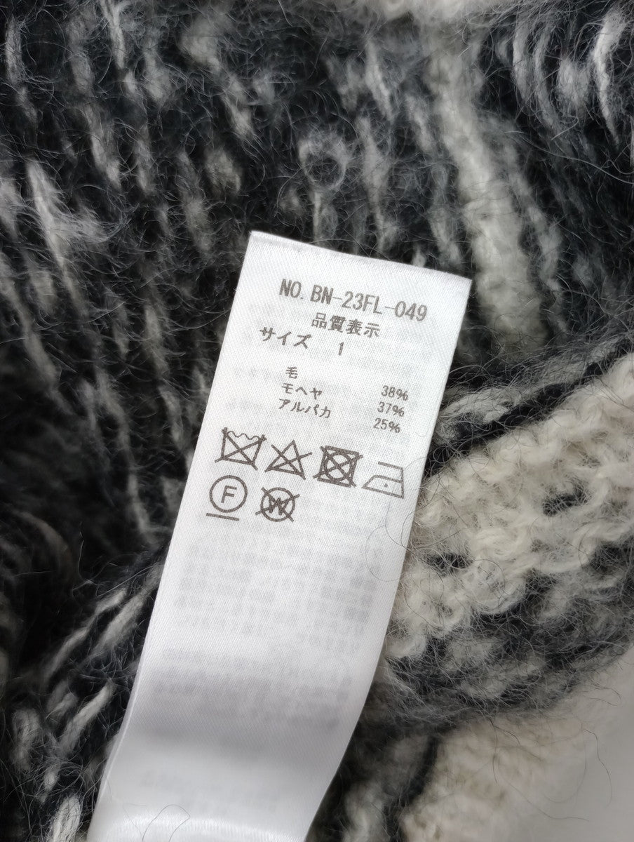 BATONER バトナー MOHAIR LATOVIAN CREW NECK クルーネック 長袖  ノルディック 柄 ニット トップス  白 黒 ブラック 1  【中古】