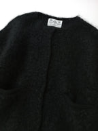 R&D.M.Co- オールドマンズテーラー KNIT BOA COAT モヘヤ ウール ニット ボア ノーカラー ロングコート 黒 ブラック  【中古】