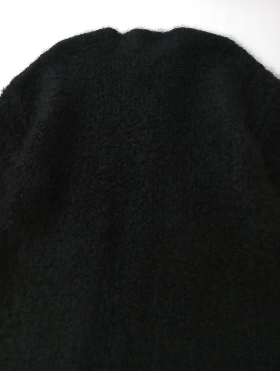 R&D.M.Co- オールドマンズテーラー KNIT BOA COAT モヘヤ ウール ニット ボア ノーカラー ロングコート 黒 ブラック  【中古】