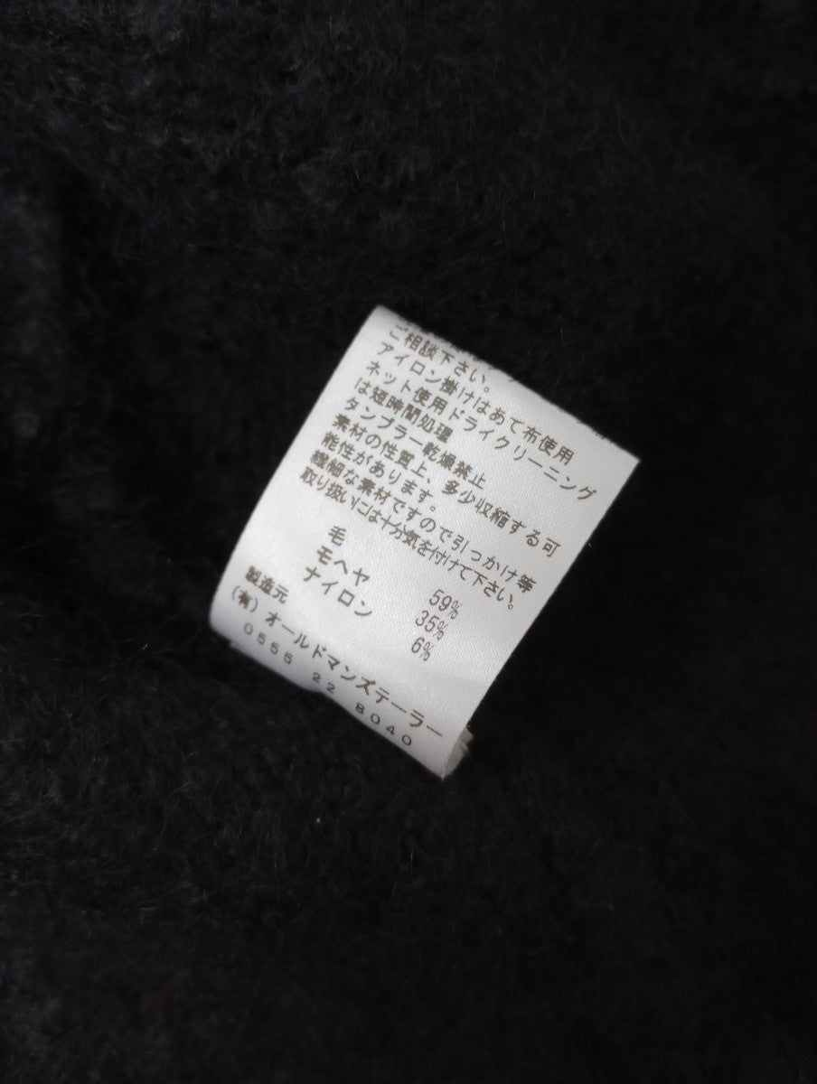 R&D.M.Co- オールドマンズテーラー KNIT BOA COAT モヘヤ ウール ニット ボア ノーカラー ロングコート 黒 ブラック  【中古】