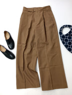 MARGARET HOWELL マーガレットハウエル WOOL GABARDINE TROUSERS ワイドパンツ 3 ブラウン  【中古】