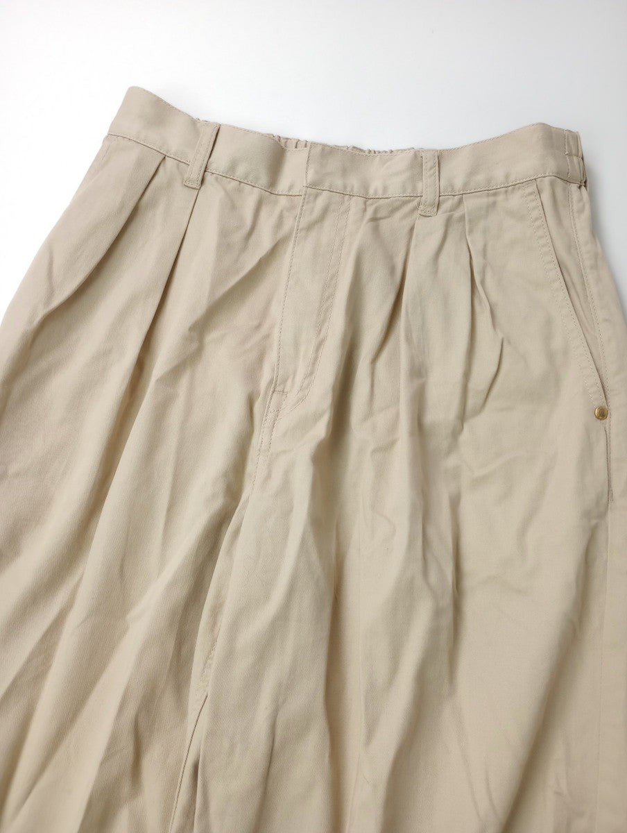 Drawer ドゥロワー RESORT1チノバックギャザーパンツ ワイド ジッパーフライ  ベージュ 40  【中古】