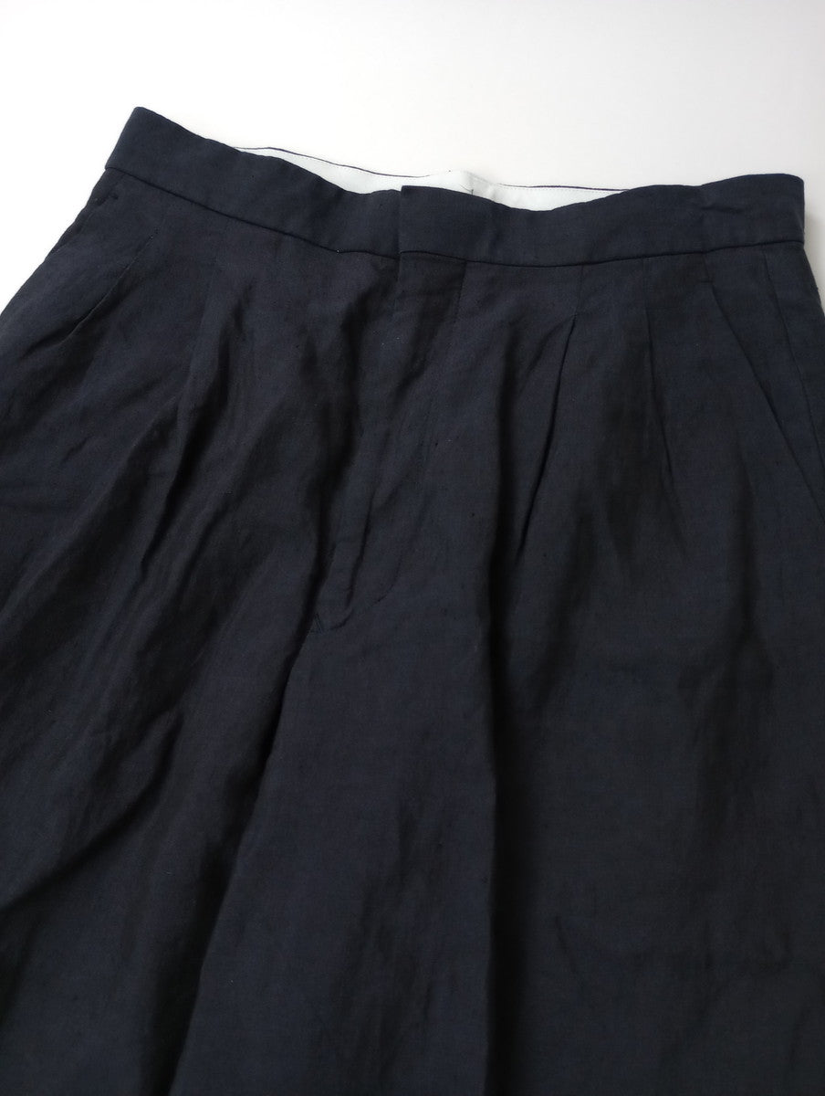 Drawer ドゥロワー リネン シルク パンツ 40  ダークネイビー  【中古】