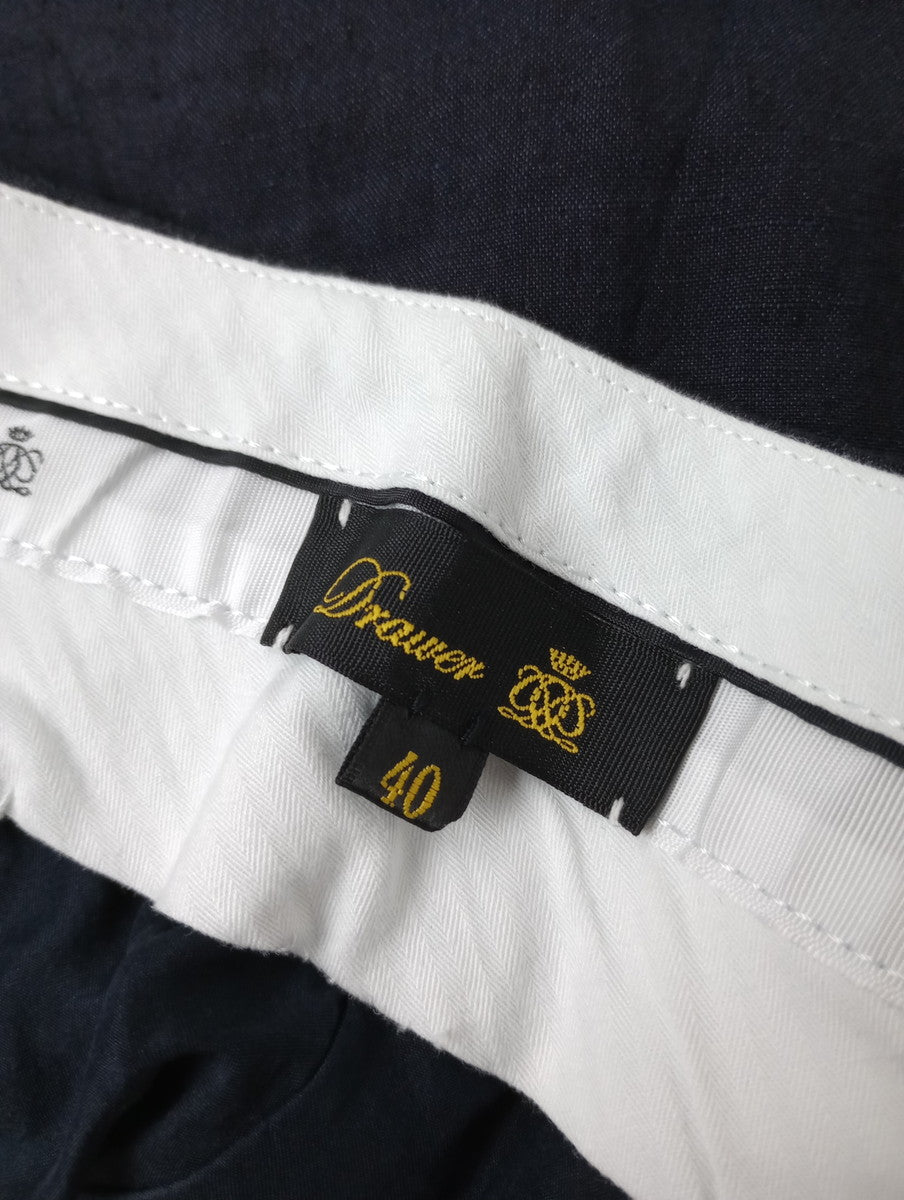 Drawer ドゥロワー リネン シルク パンツ 40  ダークネイビー  【中古】