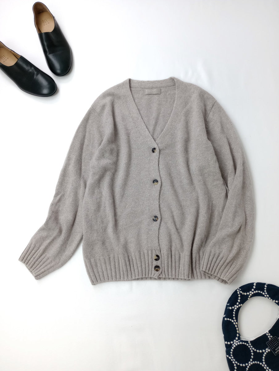 MARGARET HOWELL マーガレットハウエル CASHMERE COTTON KNIT カシミヤ コットン ニットカーディガン 2 グレージュ  【中古】