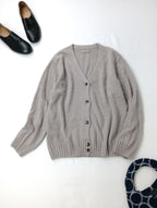 MARGARET HOWELL マーガレットハウエル CASHMERE COTTON KNIT カシミヤ コットン ニットカーディガン 2 グレージュ  【中古】
