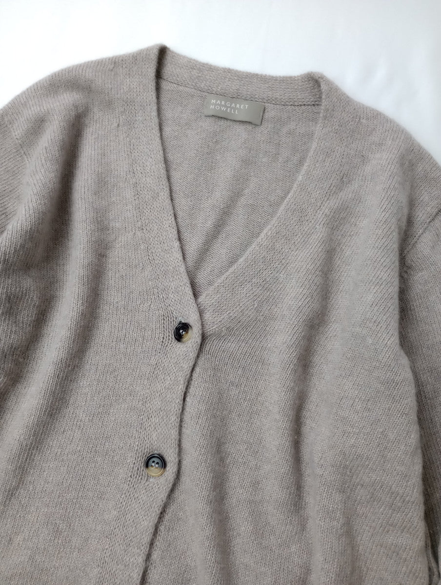 MARGARET HOWELL マーガレットハウエル CASHMERE COTTON KNIT カシミヤ コットン ニットカーディガン 2 グレージュ  【中古】