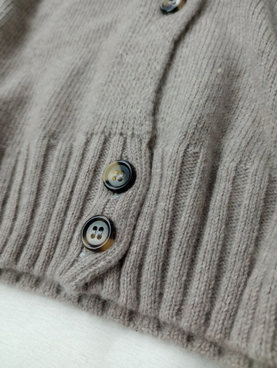 MARGARET HOWELL マーガレットハウエル CASHMERE COTTON KNIT カシミヤ コットン ニットカーディガン 2 グレージュ  【中古】