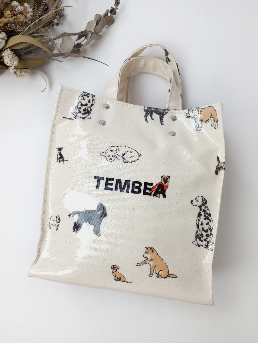 TEMBEA テンベア PAPER TOTE SMALL（ DOG PRINT） アイボリー 犬柄 ドッグ 柄  【中古】