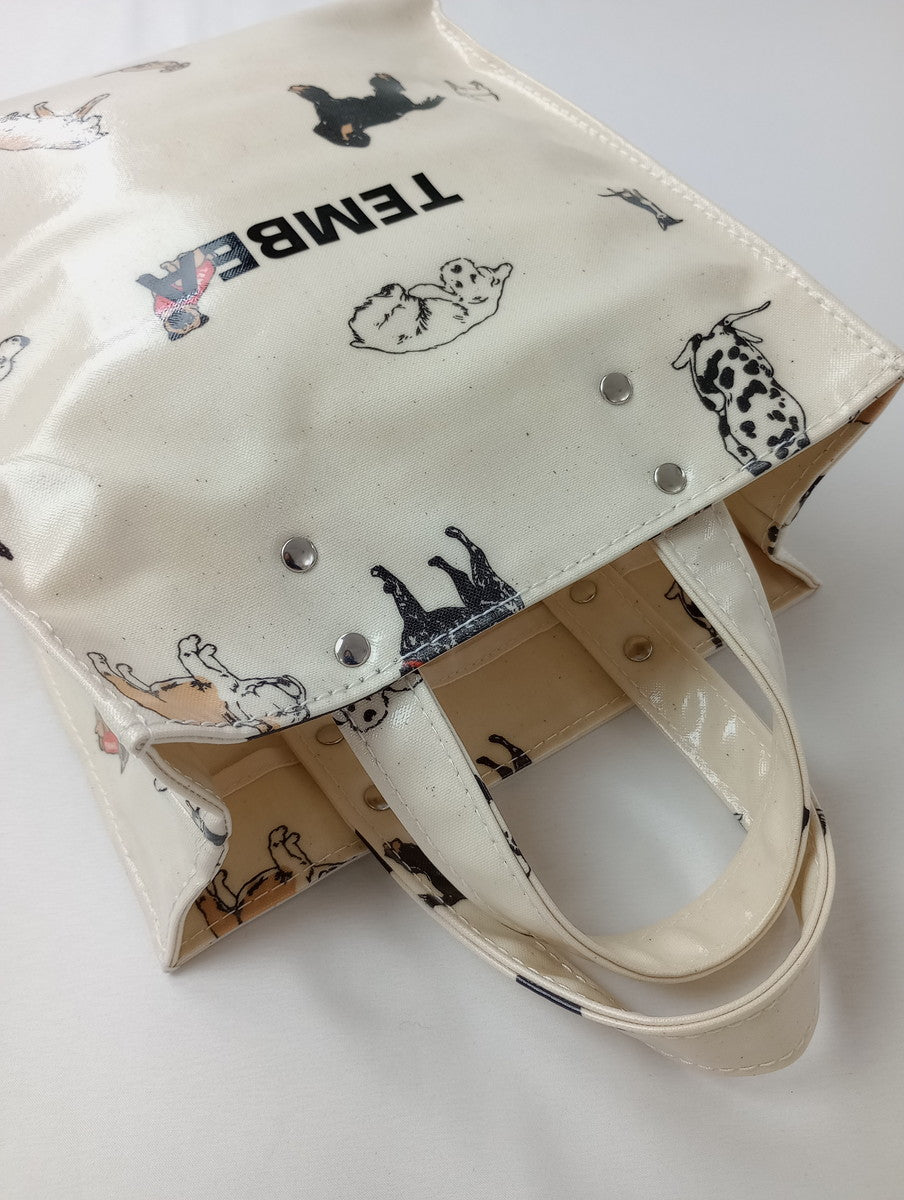 TEMBEA テンベア PAPER TOTE SMALL（ DOG PRINT） アイボリー 犬柄 ドッグ 柄  【中古】