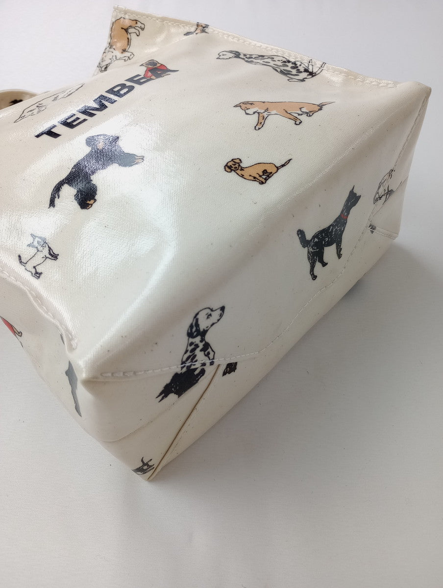 TEMBEA テンベア PAPER TOTE SMALL（ DOG PRINT） アイボリー 犬柄 ドッグ 柄  【中古】
