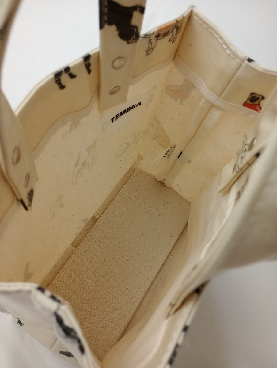 TEMBEA テンベア PAPER TOTE SMALL（ DOG PRINT） アイボリー 犬柄 ドッグ 柄  【中古】