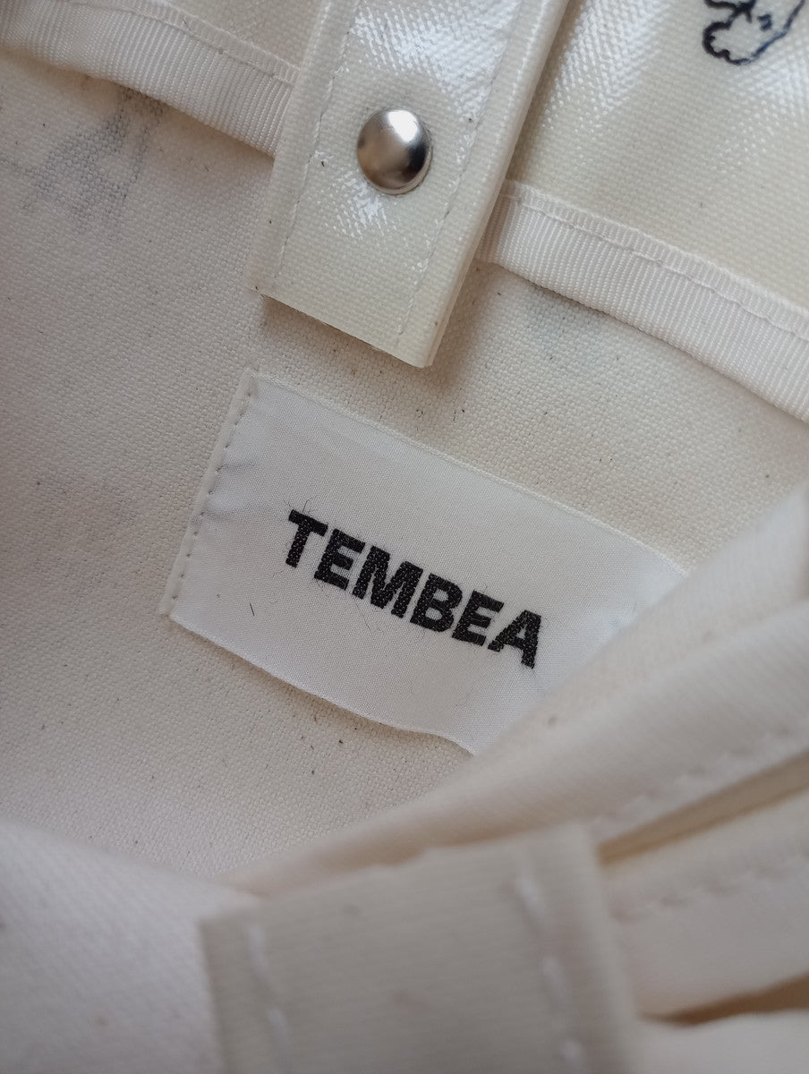 TEMBEA テンベア PAPER TOTE SMALL（ DOG PRINT） アイボリー 犬柄 ドッグ 柄  【中古】