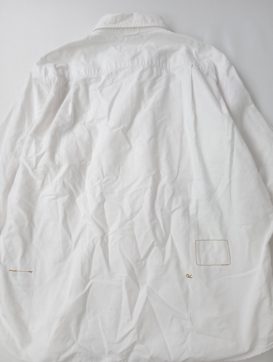 45R フォーティーファイブアール スーピマオックスの9088ノット長袖 シャツ チャイナ シノワズリ  白  【中古】