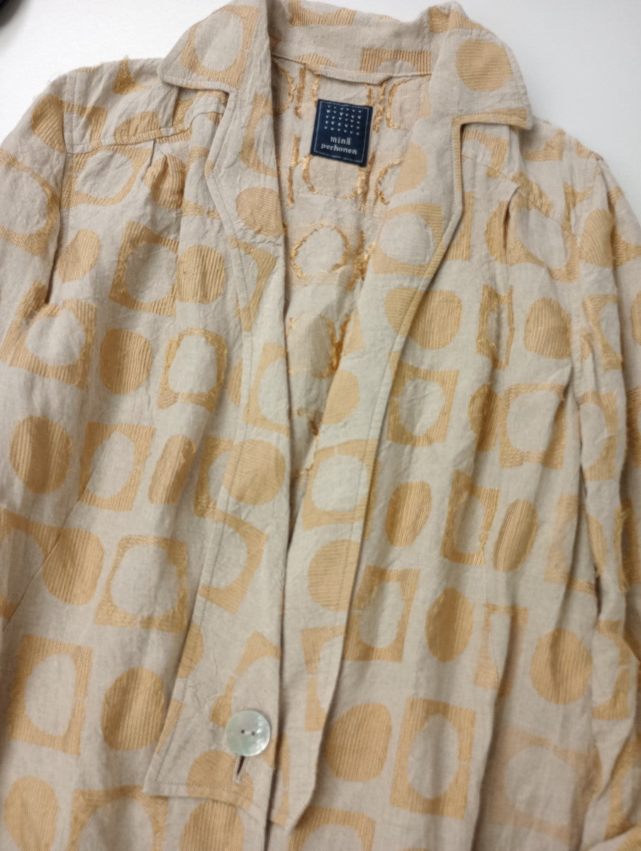 mina perhonen ミナペルホネン luna リネン シルク ロング コート ベージュ イエロー 38   【中古】