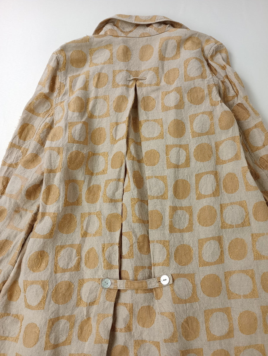 mina perhonen ミナペルホネン luna リネン シルク ロング コート ベージュ イエロー 38   【中古】