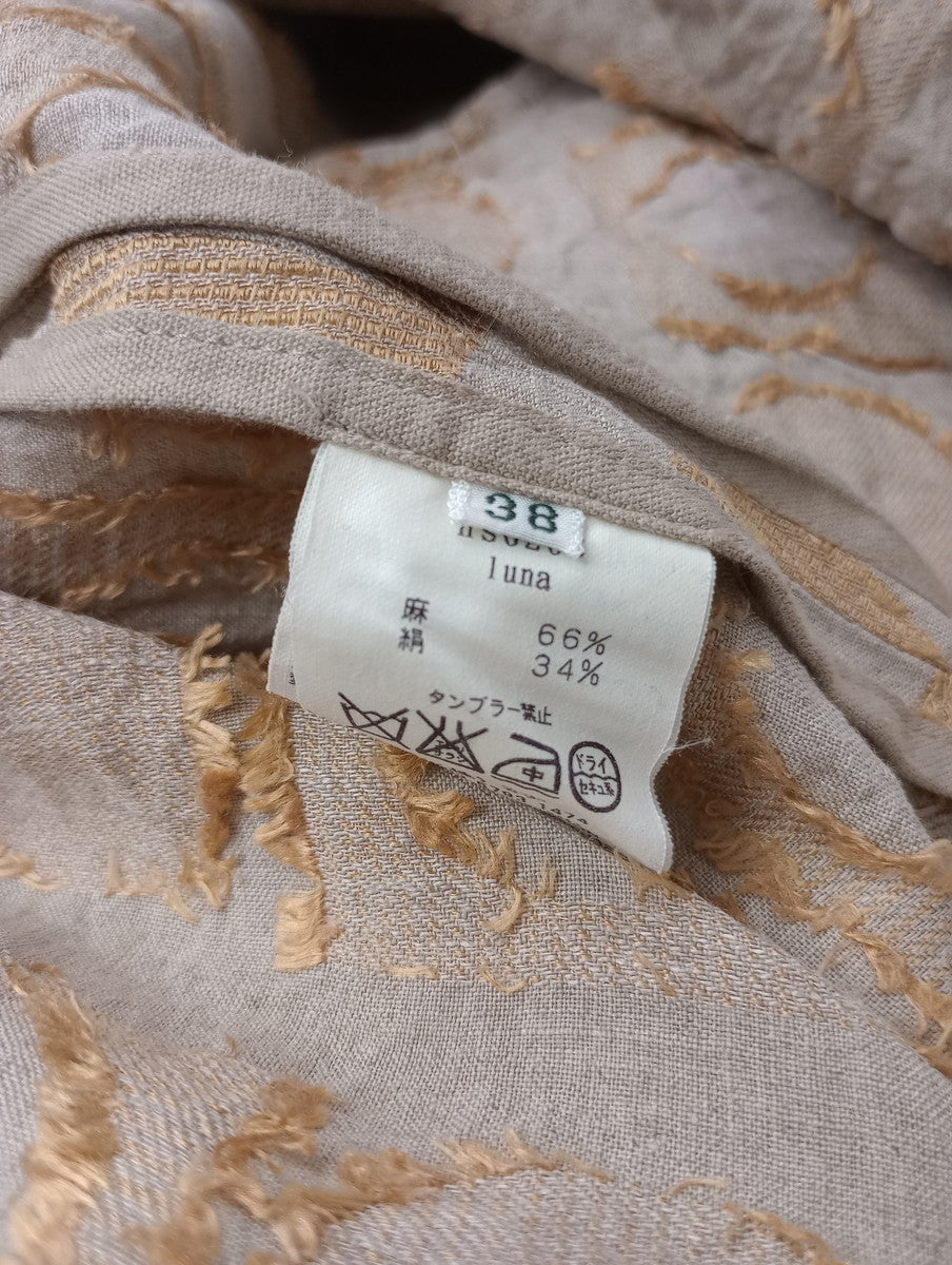 mina perhonen ミナペルホネン luna リネン シルク ロング コート ベージュ イエロー 38   【中古】