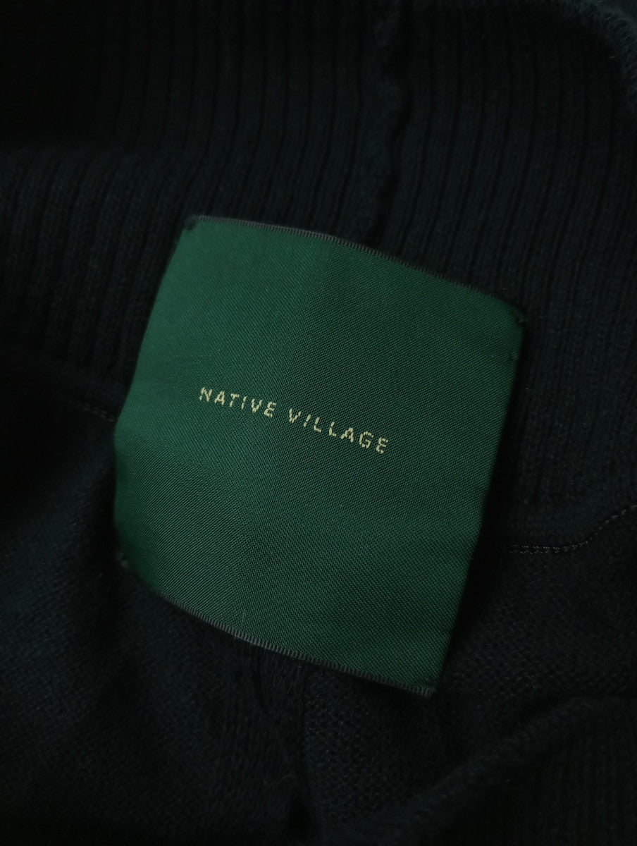 NATIVE VILLAGE ネイティブ ヴィレッジ ラミー リネン コットン サマー ニット トップス 黒 ブラック  【中古】