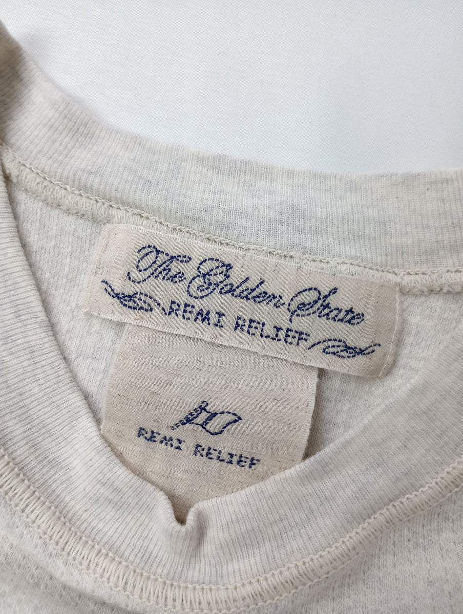 REMI RELIEF  レミレリーフ  ロング スリーブ Tシャツ  長袖 カットソー トップス  サーマル  杢グレー  S 【中古】