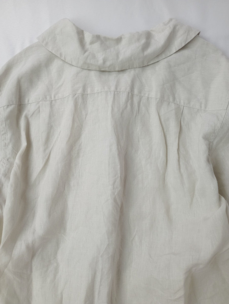 26SS MARGARET HOWELL マーガレットハウエル SHIRTING LINEN セーラー調 シャツ  長袖 ブラウス  アイボリー 1  【中古】