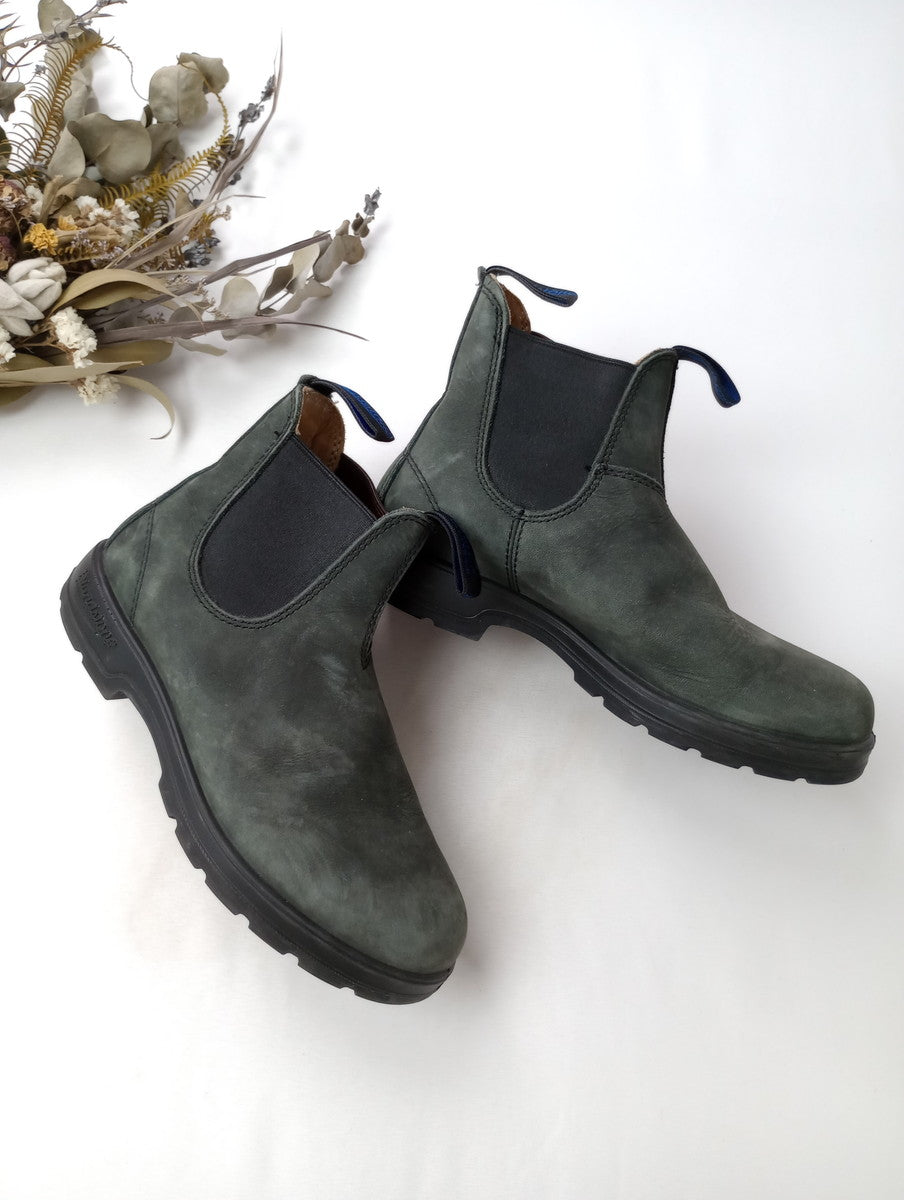 Blundstone ブランドストーン サイドゴア ブーツ レザー  グレー  墨黒 4  【中古】
