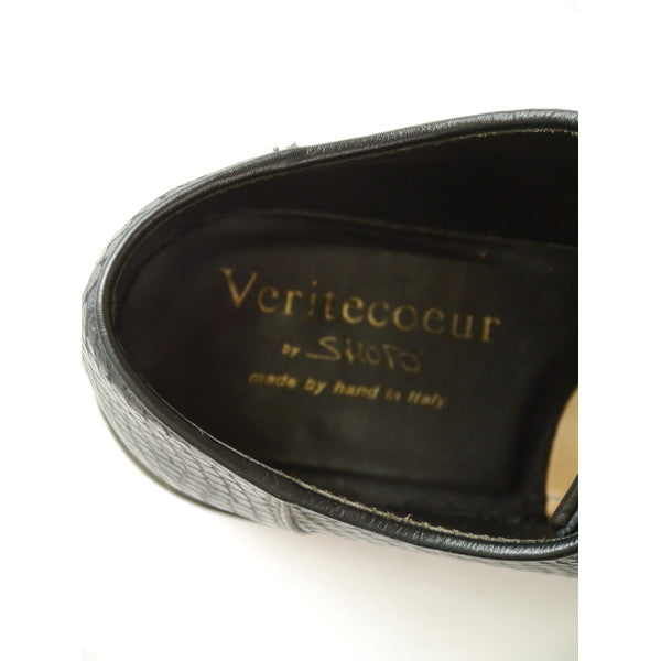 Veritecoeur by SHOTO ヴェリテクール ショット ショトカウハイド 型押しレザーシューズ チロリアンシューズ 黒 ブラック 39【中古】