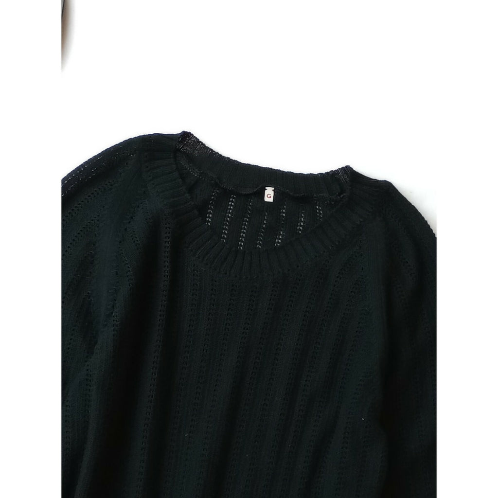 ガサ GASA ロング スリーブ 薄手 ニット トップス 長袖 黒 ブラック【中古】