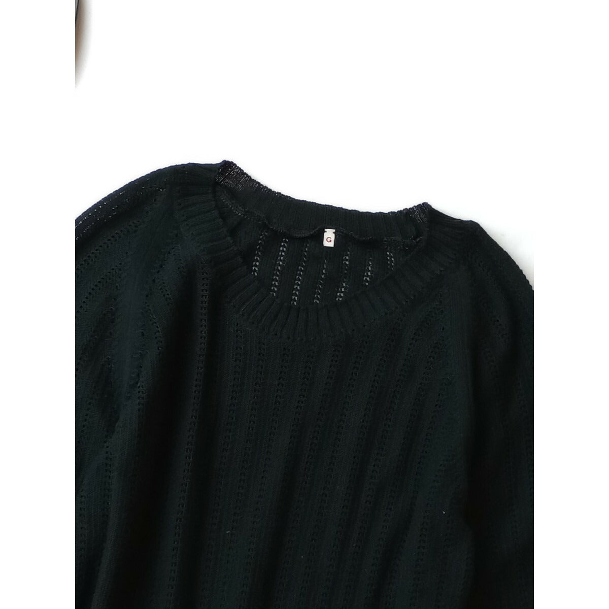 ガサ GASA ロング スリーブ 薄手 ニット トップス 長袖 黒 ブラック【中古】