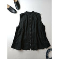 23SS nest Robe ネストローブ リネン サイド レース ノースリーブ ブラウス トップス 黒 ブラック【中古】