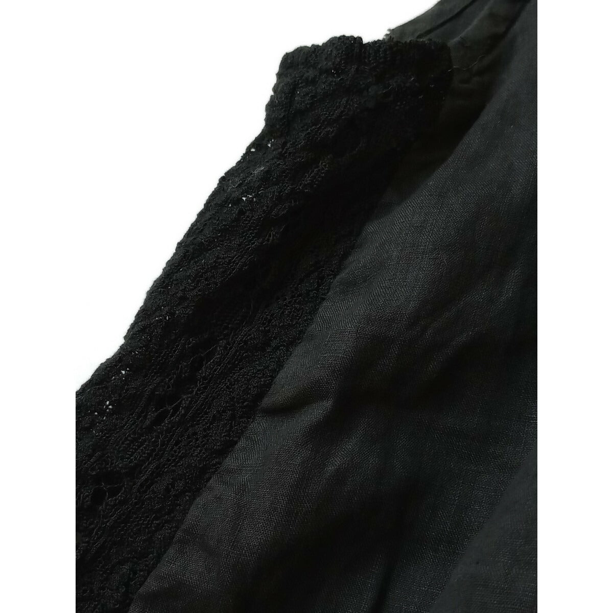 23SS nest Robe ネストローブ リネン サイド レース ノースリーブ ブラウス トップス 黒 ブラック【中古】