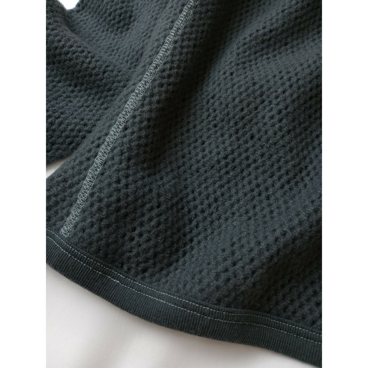 新品 FUMIKA UCHIDA フミカウチダ LONG-SLEEVE THERMAL 異素材切替 ニットセーター長袖 クルーネック ストライプメッシュ ウール グレー Ｌ