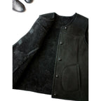 Colenimo コレニモ シープスキン ムートン ベスト 黒 ブラック L (22M＋0213)【中古】