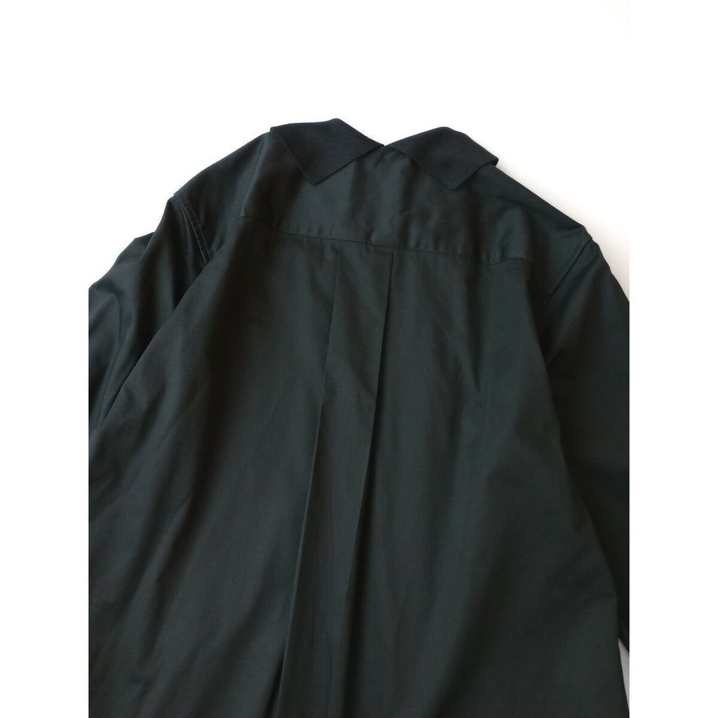 23SS MARGARET HOWELL マーガレットハウエル WASHED COTTON SATIN 襟 ロング 長袖 シャツ ワンピース 黒 ブラック 2【中古】