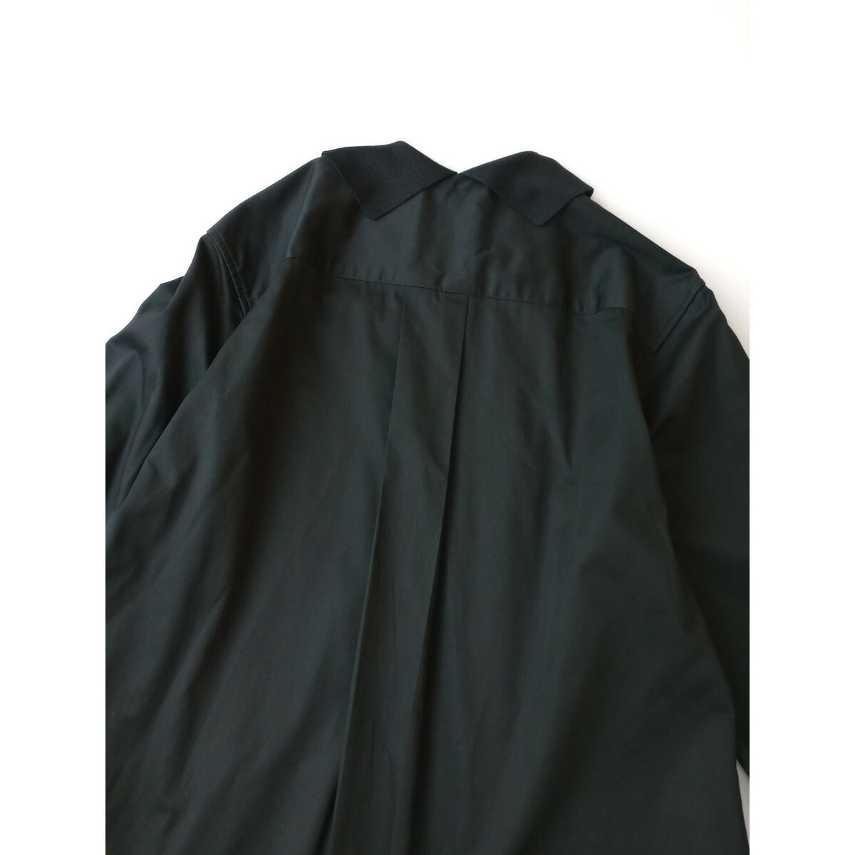 23SS MARGARET HOWELL マーガレットハウエル WASHED COTTON SATIN 襟 ロング 長袖 シャツ ワンピース 黒 ブラック 2【中古】