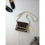 MARNI マルニ intarsia-knit logo satchel bag ロゴ サッチェル バッグ ショルダー バッグ ダーク ブラウン【中古】