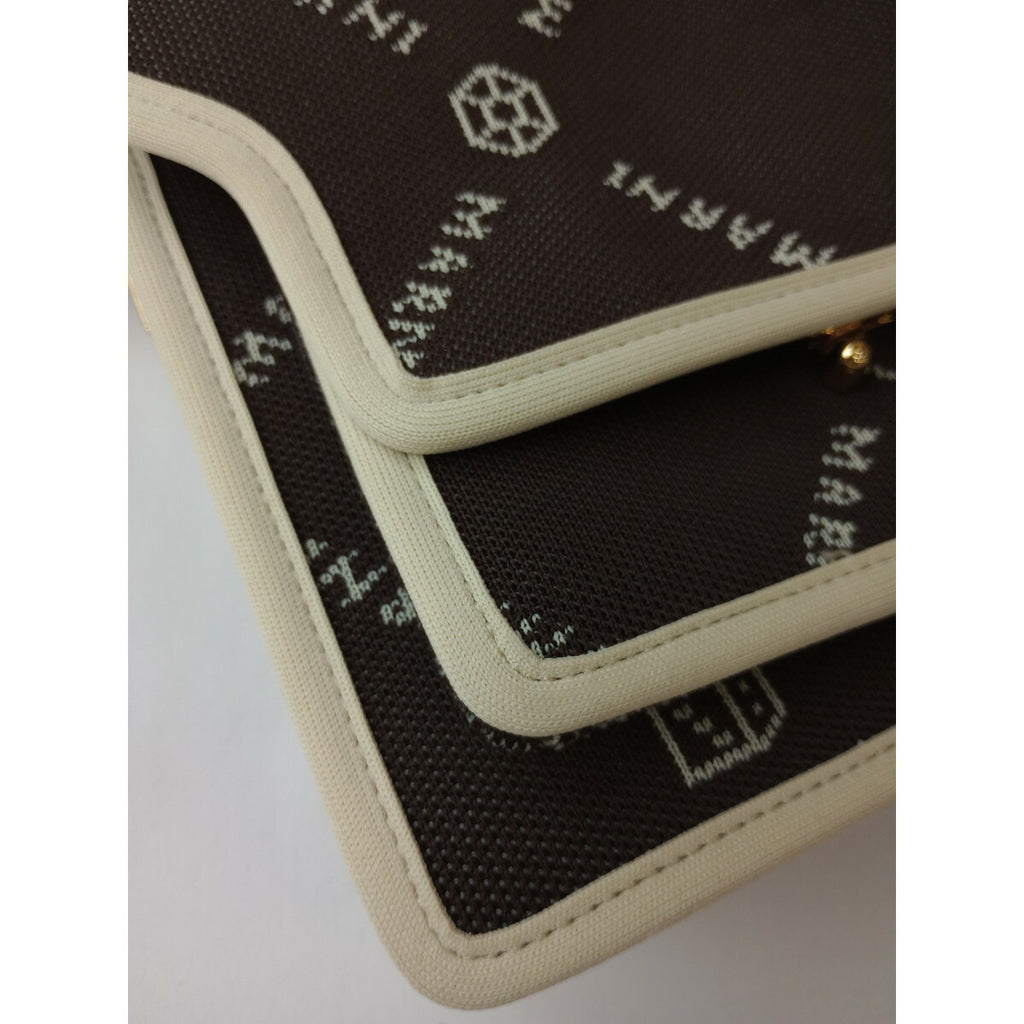 MARNI マルニ intarsia-knit logo satchel bag ロゴ サッチェル バッグ ショルダー バッグ ダーク ブラウン【中古】
