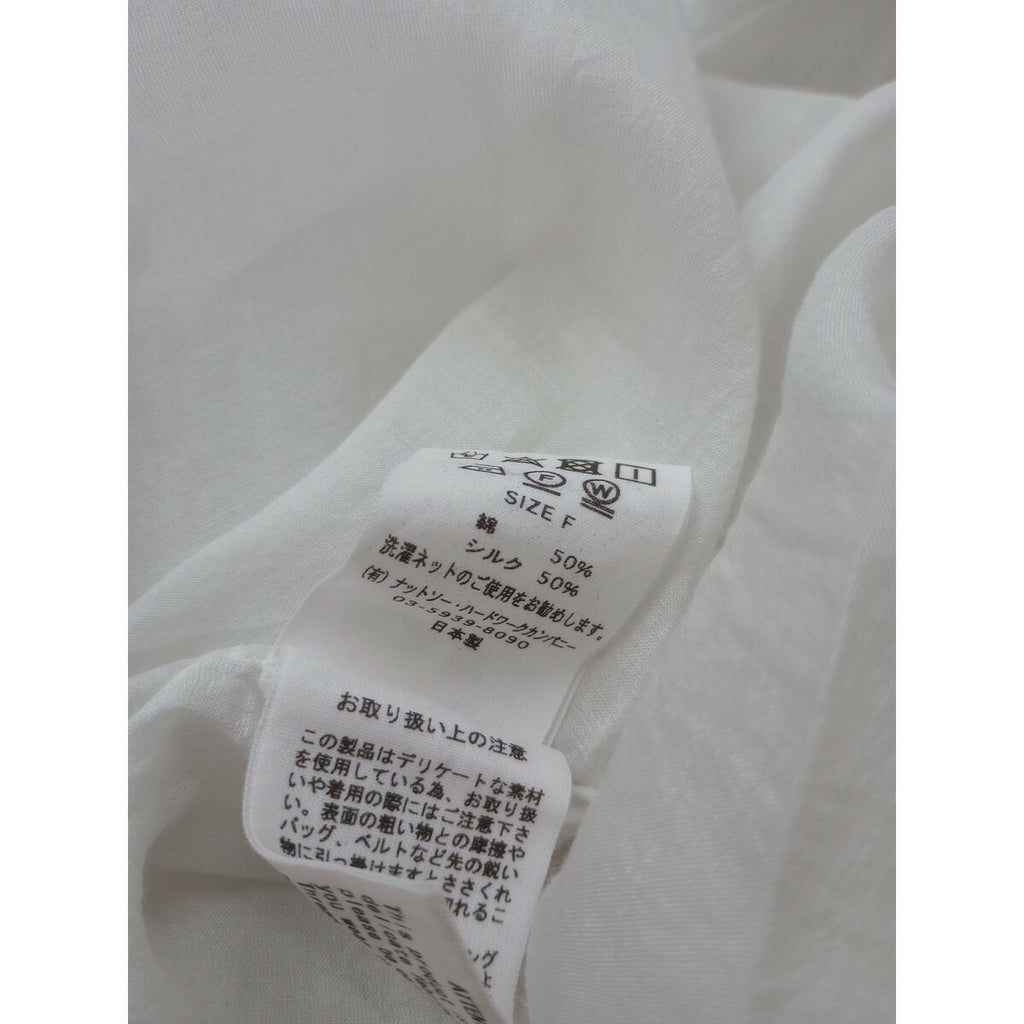 トゥジュー TOUJOURS ノーカラー シャツ チュニック トップス コットン シルク 白【中古】