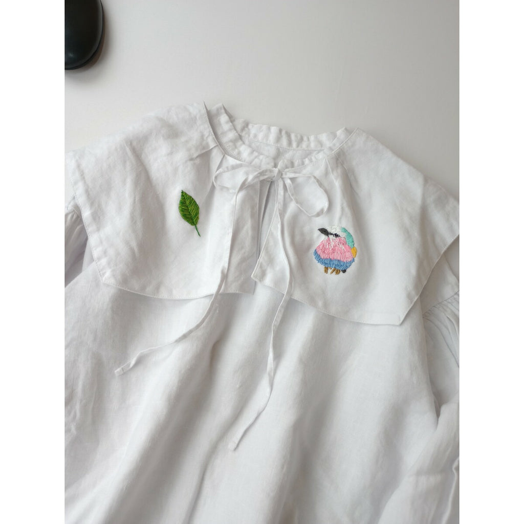 nest Robe ネストローブ KUMI KOSUGE SPECIAL ITEM 「世界一美しい鳥」 リネン付け襟 セーラー ブラウス 長袖 トップス 白【中古】