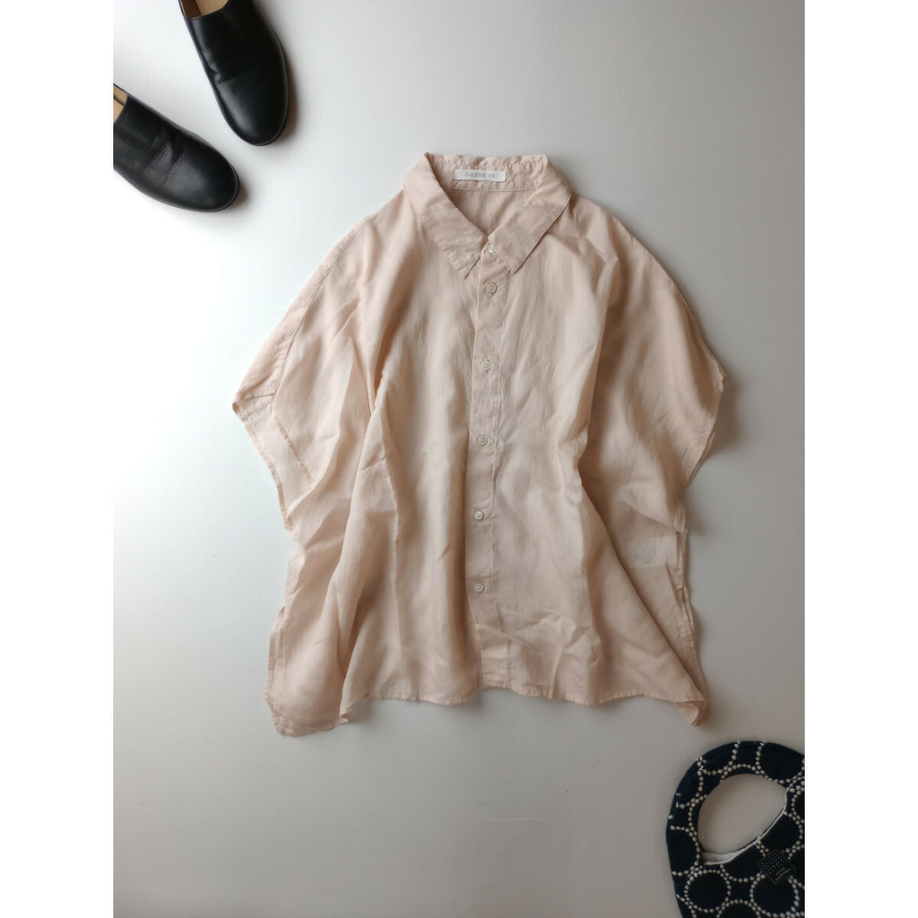 GALERIE VIE ギャルリーヴィー セルロース シルク ブロード ボックス シャツ トップス ピンク【中古】