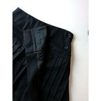22AWMARGARETHOWELL×FOXBROTHERSマーガレットハウエルフォックスブラザーズフランネルラップスカートウールプリーツ ロング 黒 ブラック1 (5M＋2233)【中古】