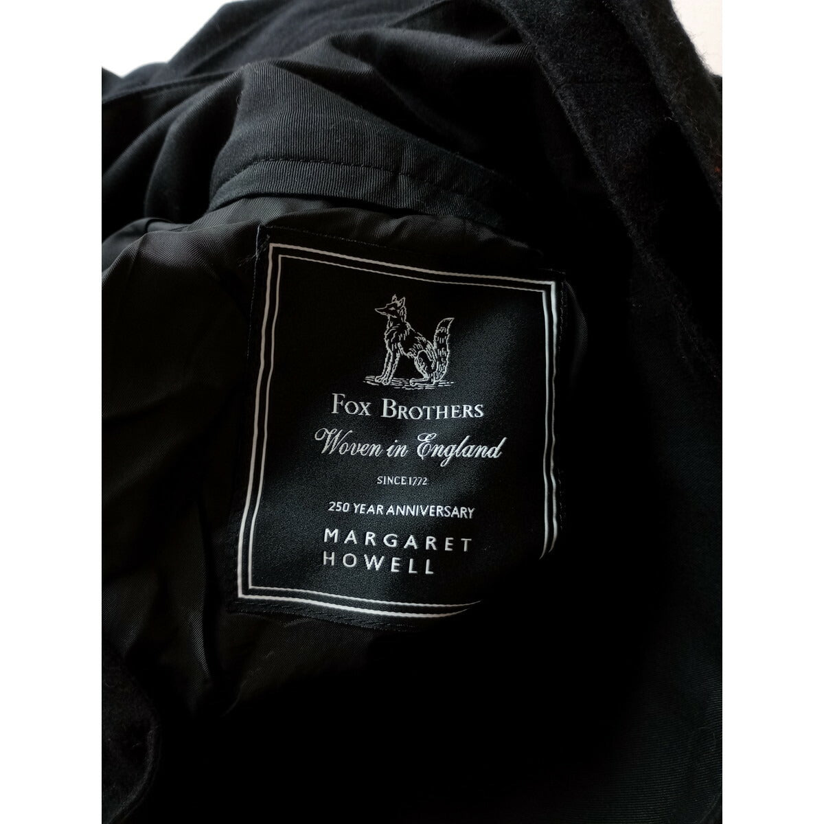 22AWMARGARETHOWELL×FOXBROTHERSマーガレットハウエルフォックスブラザーズフランネルラップスカートウールプリーツ ロング 黒 ブラック1 (5M＋2233)【中古】