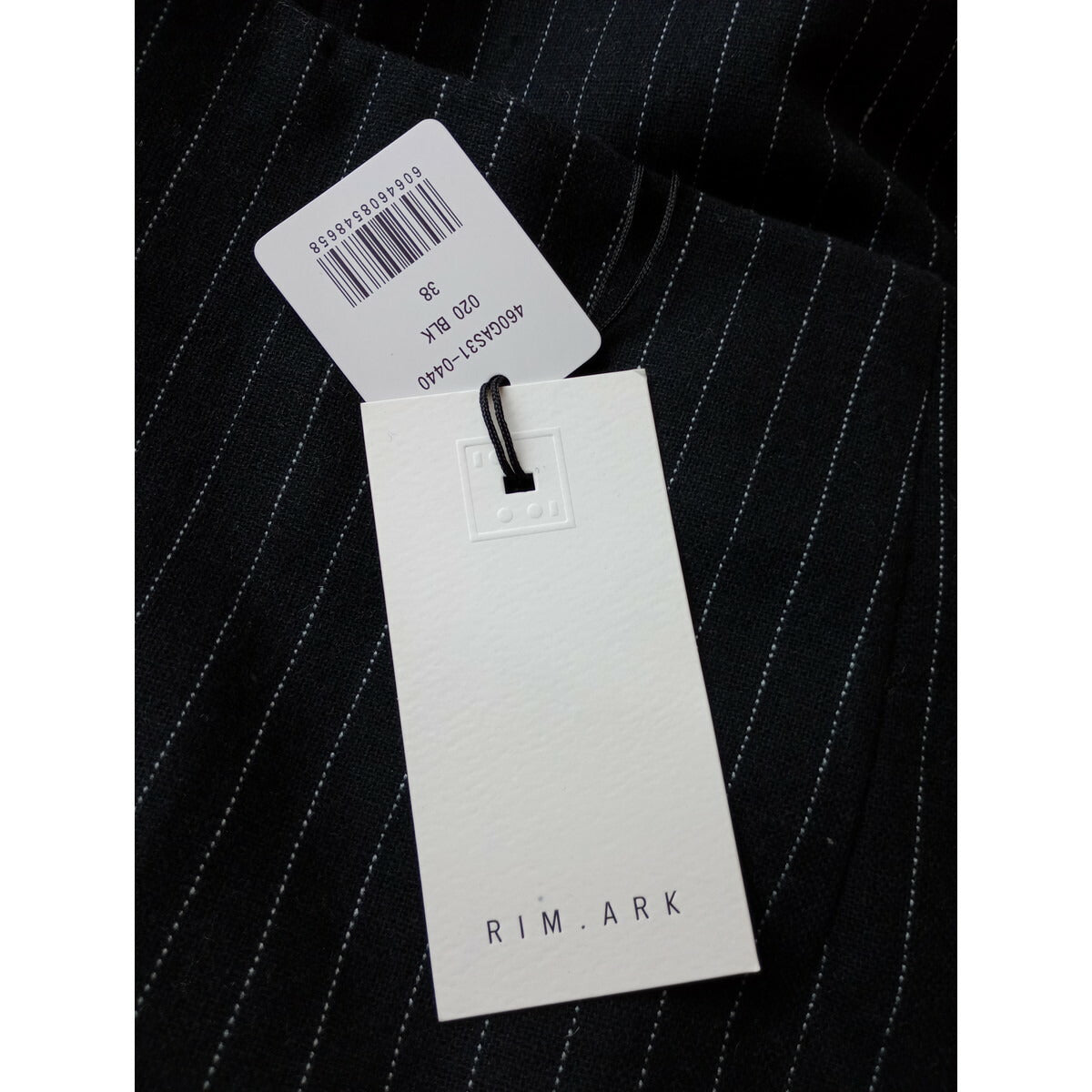 23AW 新品 RIM.ARK リムアークMannish stripe pencil SK マニッシュ ストライプ ペンシル ロングスカート 黒 ブラック【中古】
