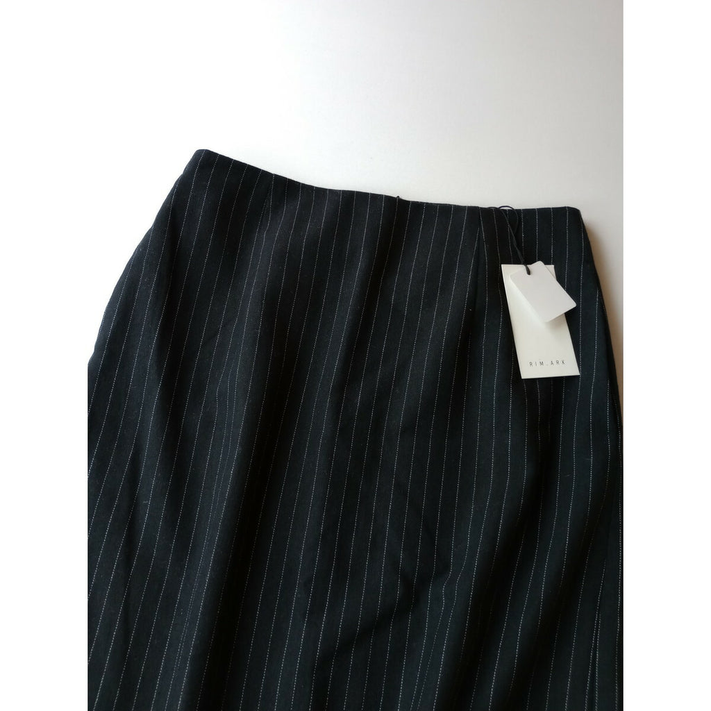 23AW 新品 RIM.ARK リムアークMannish stripe pencil SK マニッシュ ストライプ ペンシル ロングスカート 黒 ブラック【中古】
