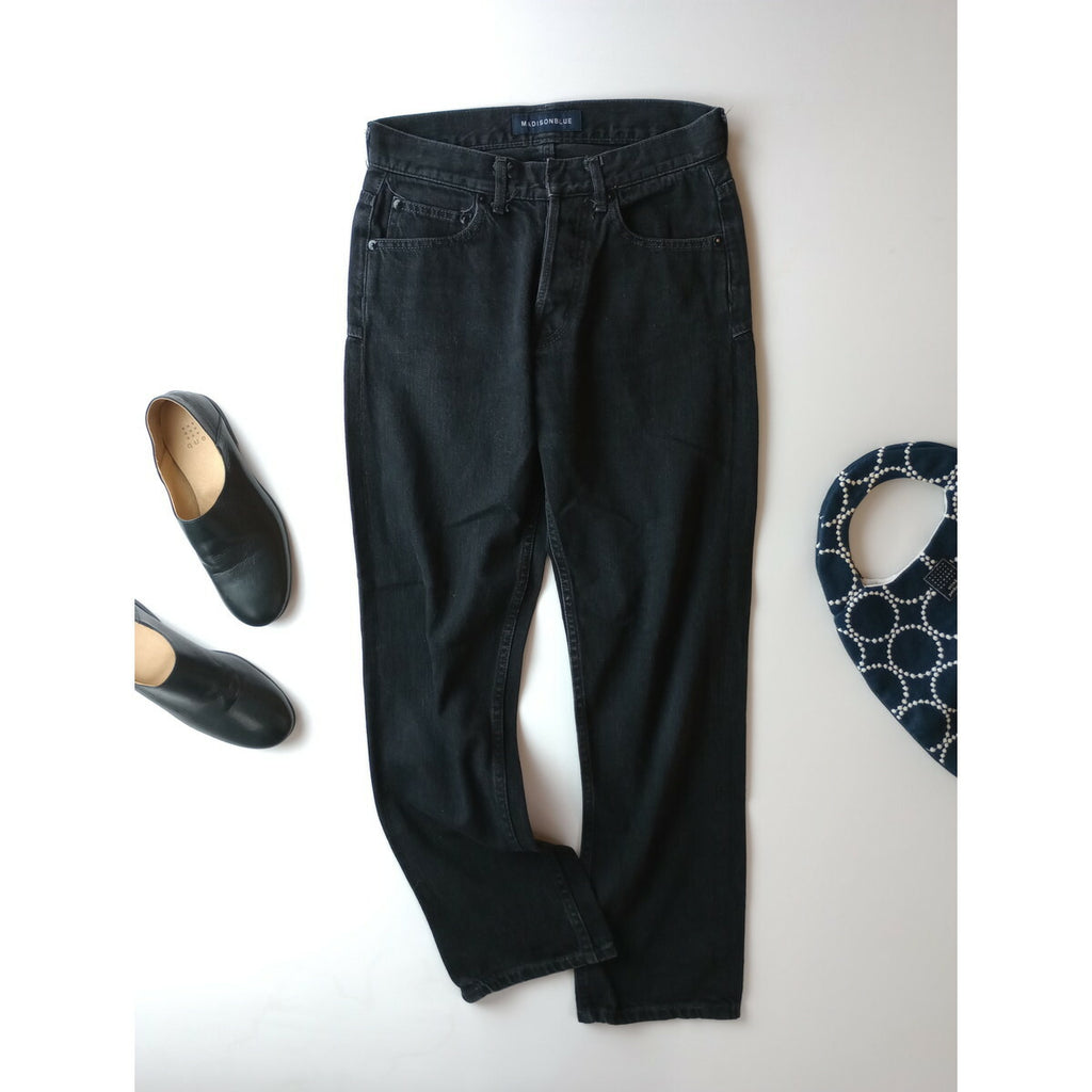 MADISONBLUE マディソンブルー SERUBITCHI JACQUARD STRAIGHT DENIM セルビッチデニムパンツ 黒 ブラック 00 XS【中古】
